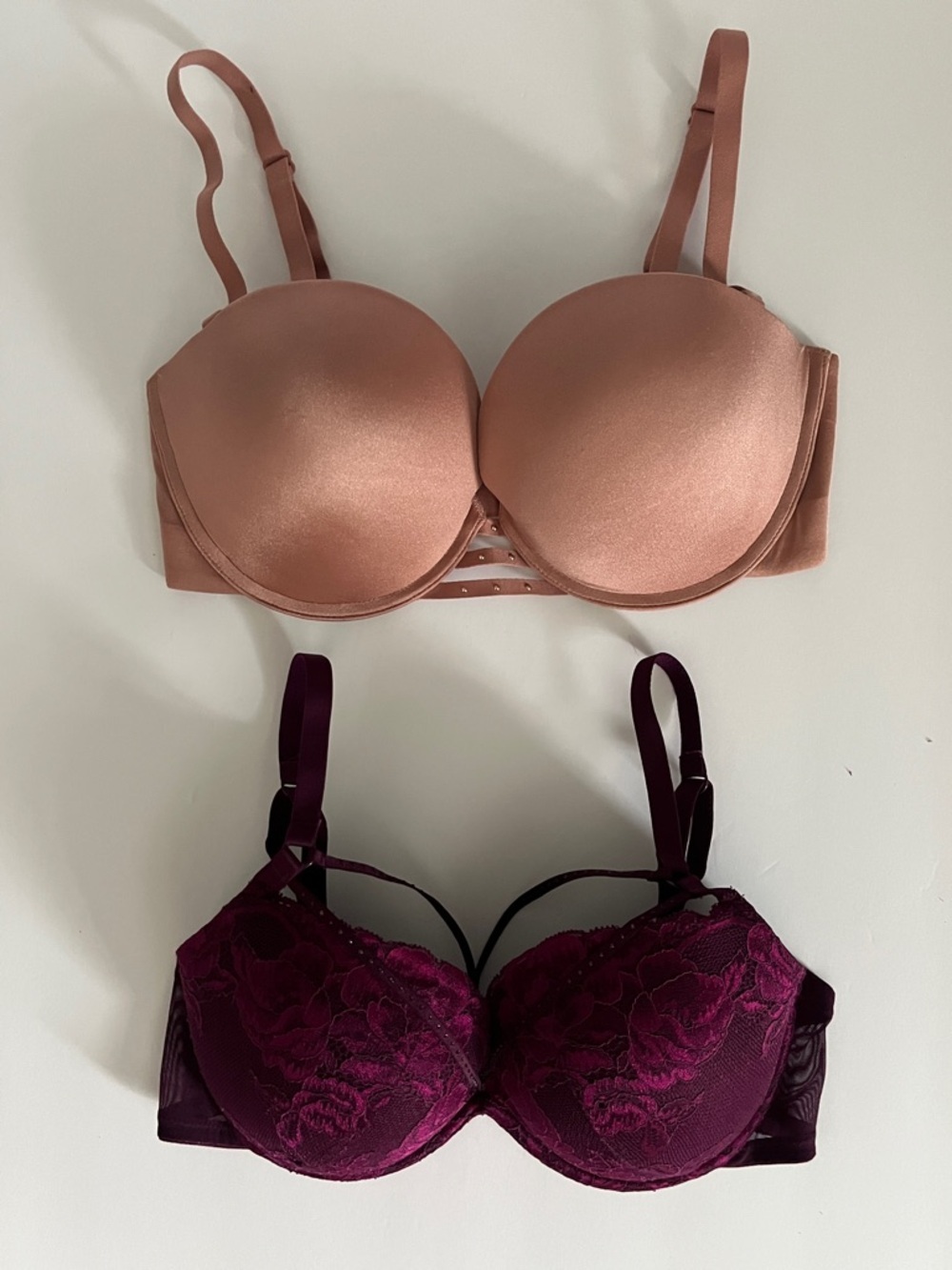 La SENZA Strapless Push-Up Rose Gold/Beyond Sexy Strappy Push-Up Plunge Bra 32DD